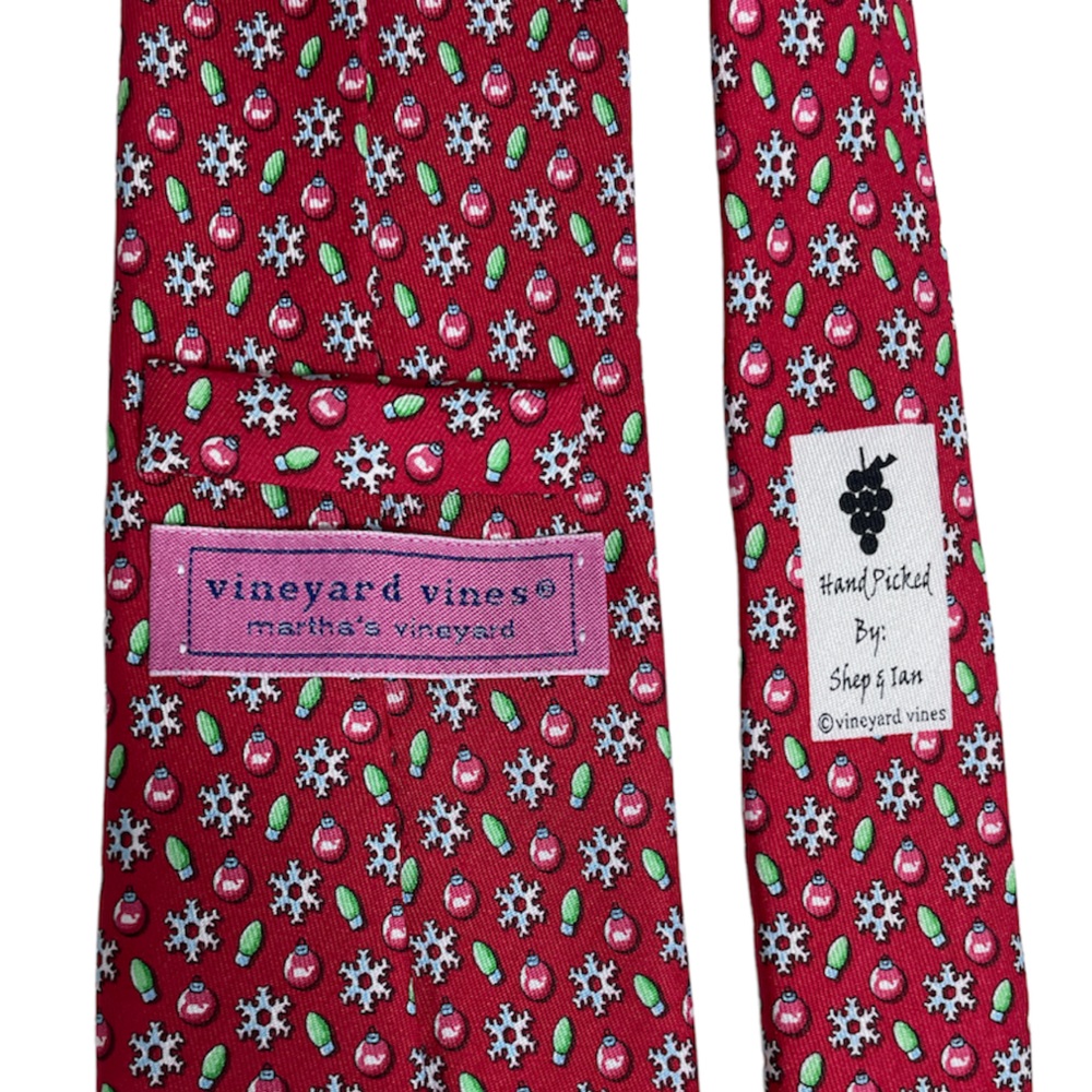 NWT VINEYARD VINES Silk Tie Snowflake, Ornaments, Lights Marthas Vineyard